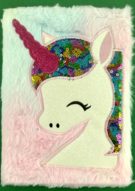 beautifully printed unicorn plush soft fur diary